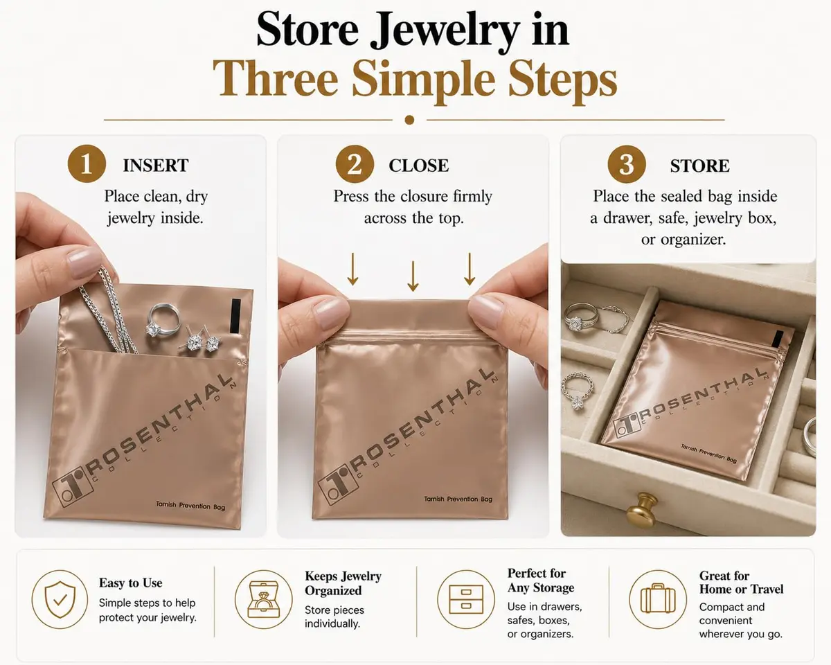 Rosenthal Collection Anti Tarnish Prevention Bags 6" x 6" (10-Pack) | Protects Silver for 3 Years - view 6