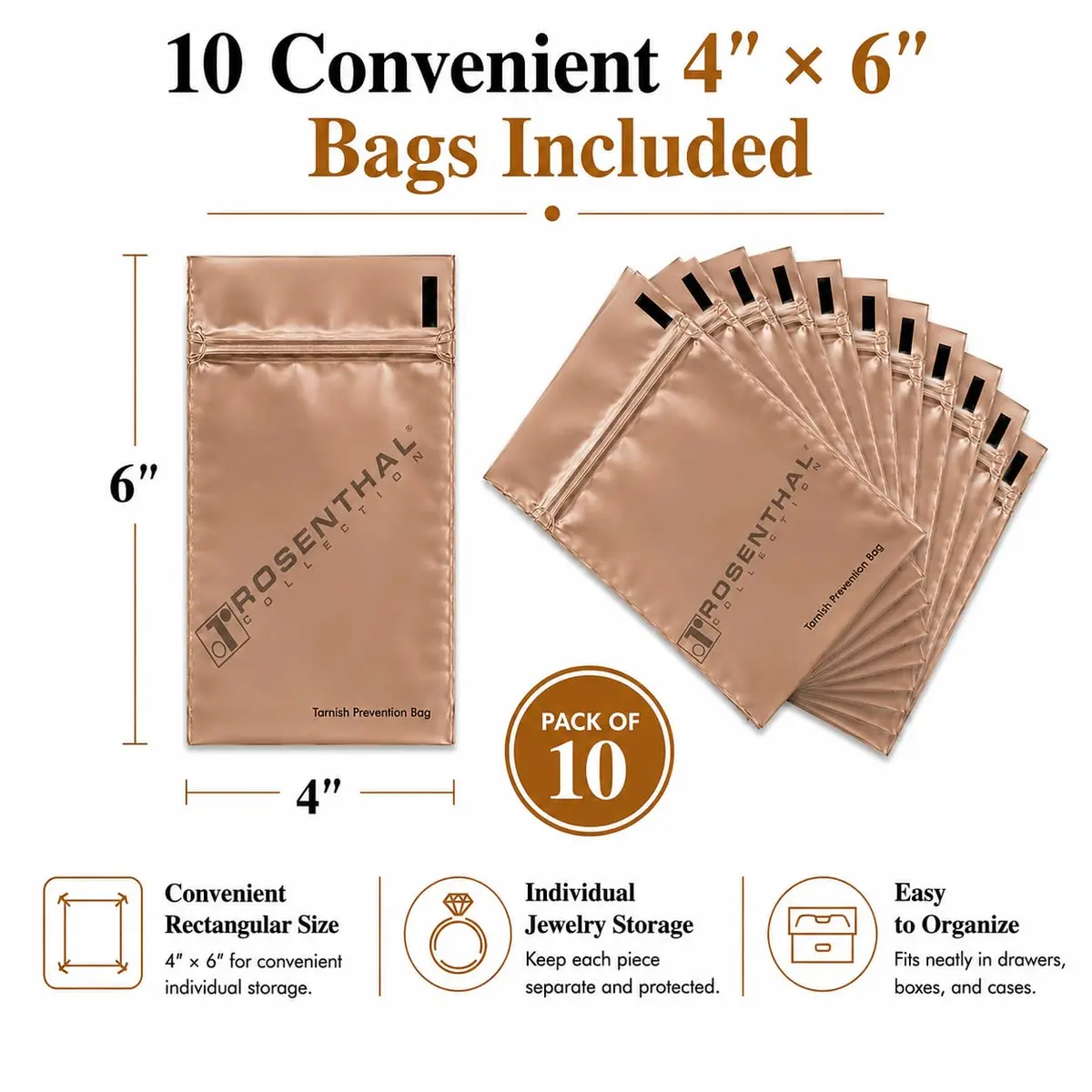 Rosenthal Collection Anti Tarnish Prevention Bags 10.5cm x 19cm (4" x 6") | Protects Silver for 3 Years - view 2