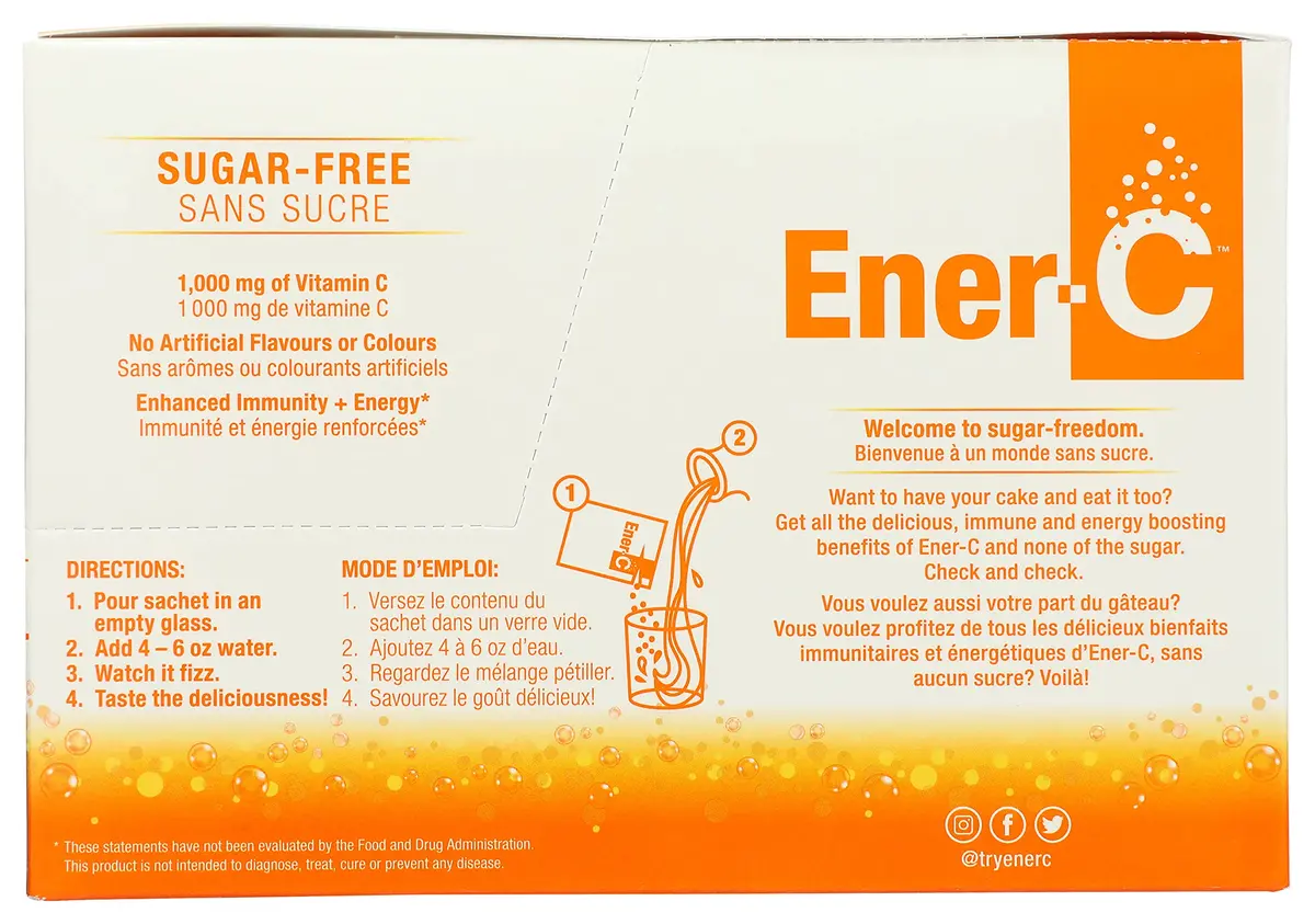 Ener-C Multivitamin Drink Mix, Sugar Free - Orange, 30 Count | Vitamin C & Electrolytes for Immunity & Energy - view 2