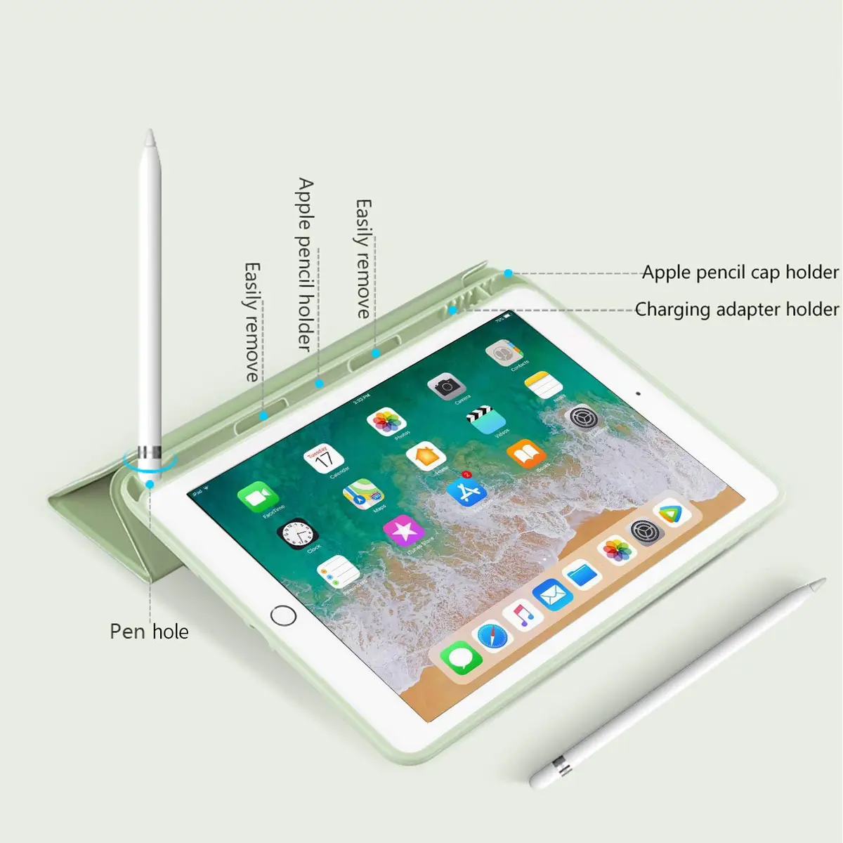 aoub Case for iPad 6th/5th Generation 9.7 inch (Light Green) - view 6