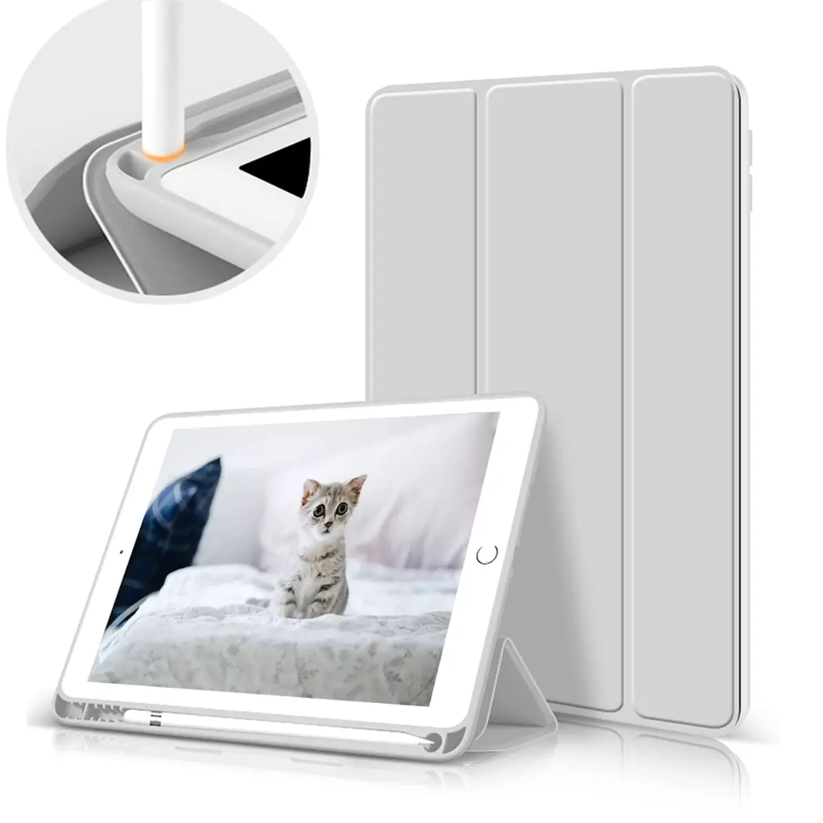aoub iPad 9.7 inch 6th/5th Gen Case Gray White | Auto Sleep/Wake, Thin & Lightweight - main product image