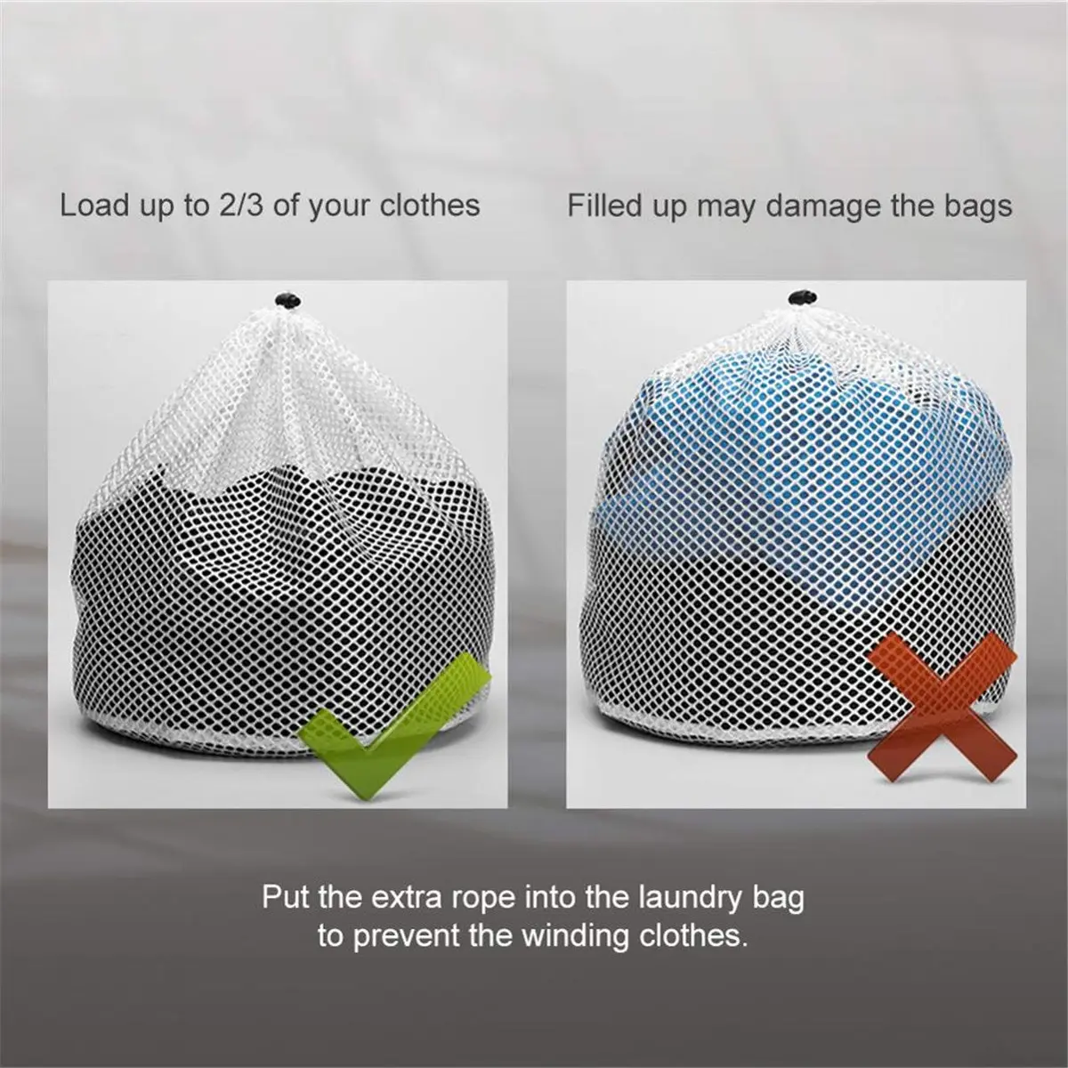 The Flash Store Premium Fine Mesh Laundry Bag 20 x 28 inches | Sturdy White Mesh with Drawstring - view 5