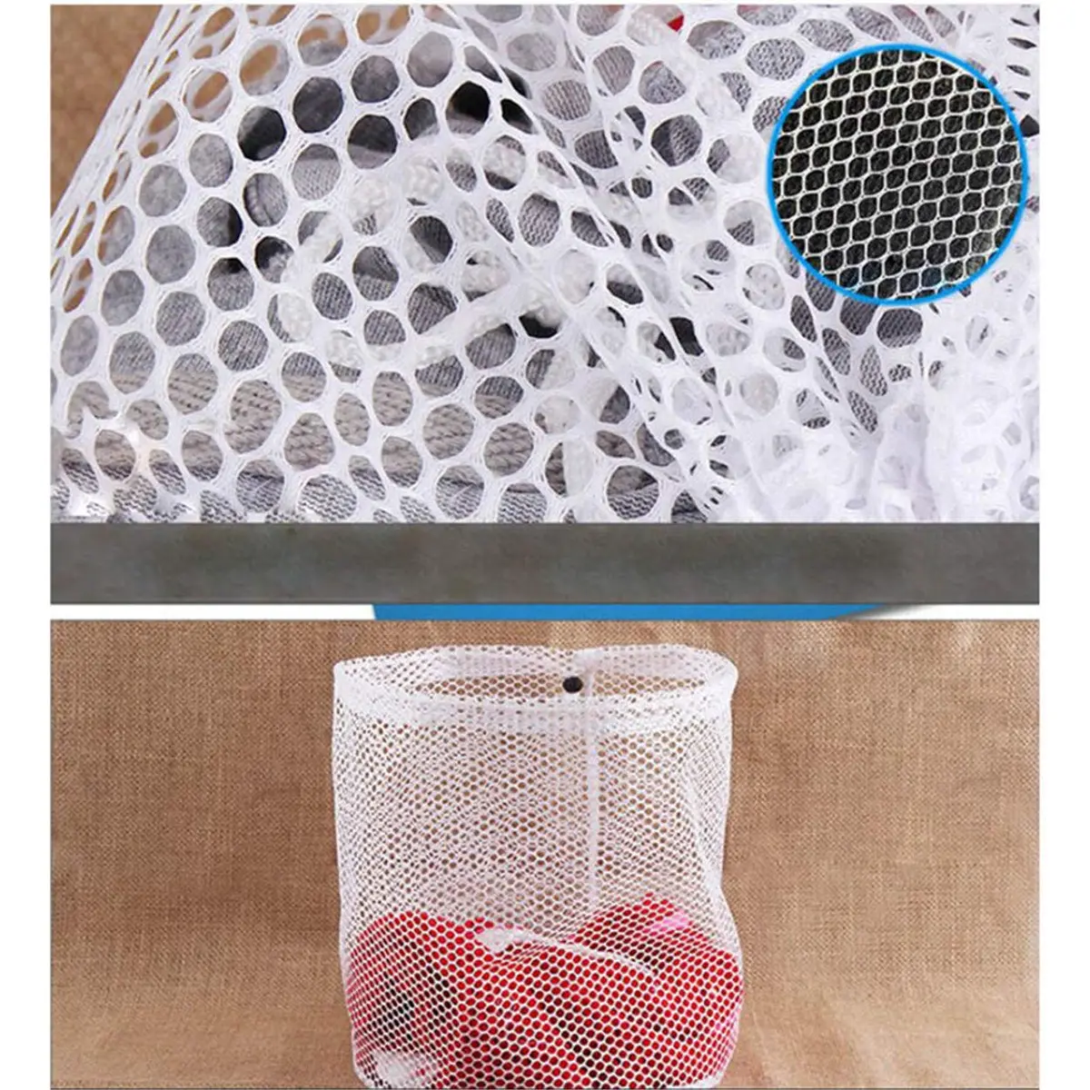 The Flash Store Premium Fine Mesh Laundry Bag 20 x 28 inches | Sturdy White Mesh with Drawstring - view 7