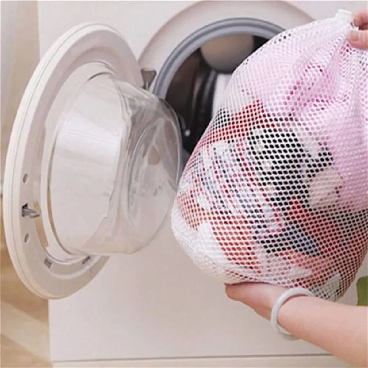 The Flash Store Premium Fine Mesh Laundry Bag 20 x 28 inches | Sturdy White Mesh with Drawstring - view 8