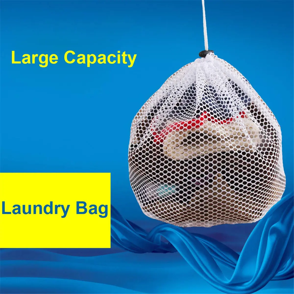 The Flash Store Premium Fine Mesh Laundry Bag 20 x 28 inches | Sturdy White Mesh with Drawstring - view 2