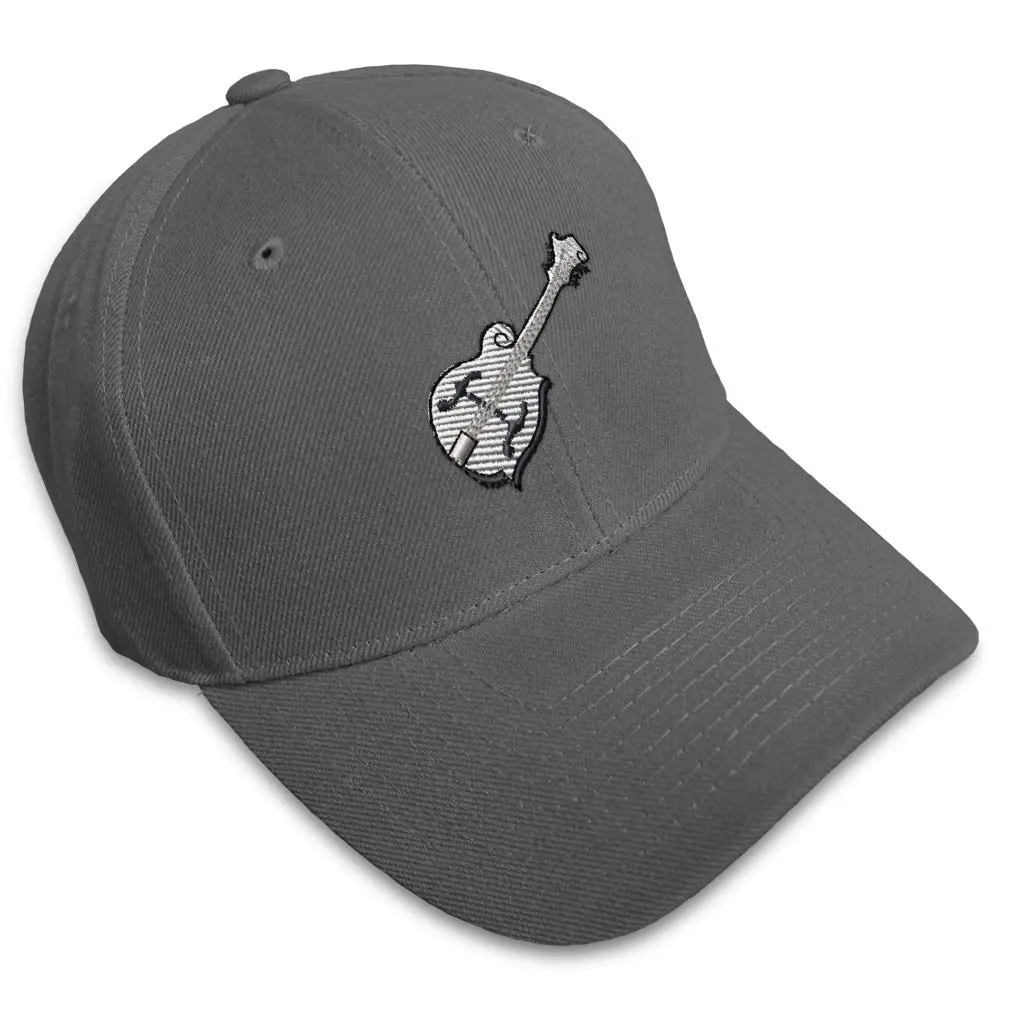 Speedy Pros Custom Baseball Cap Mandolin Embroidery Dark Grey | Classic Music Dad Hat - main product image