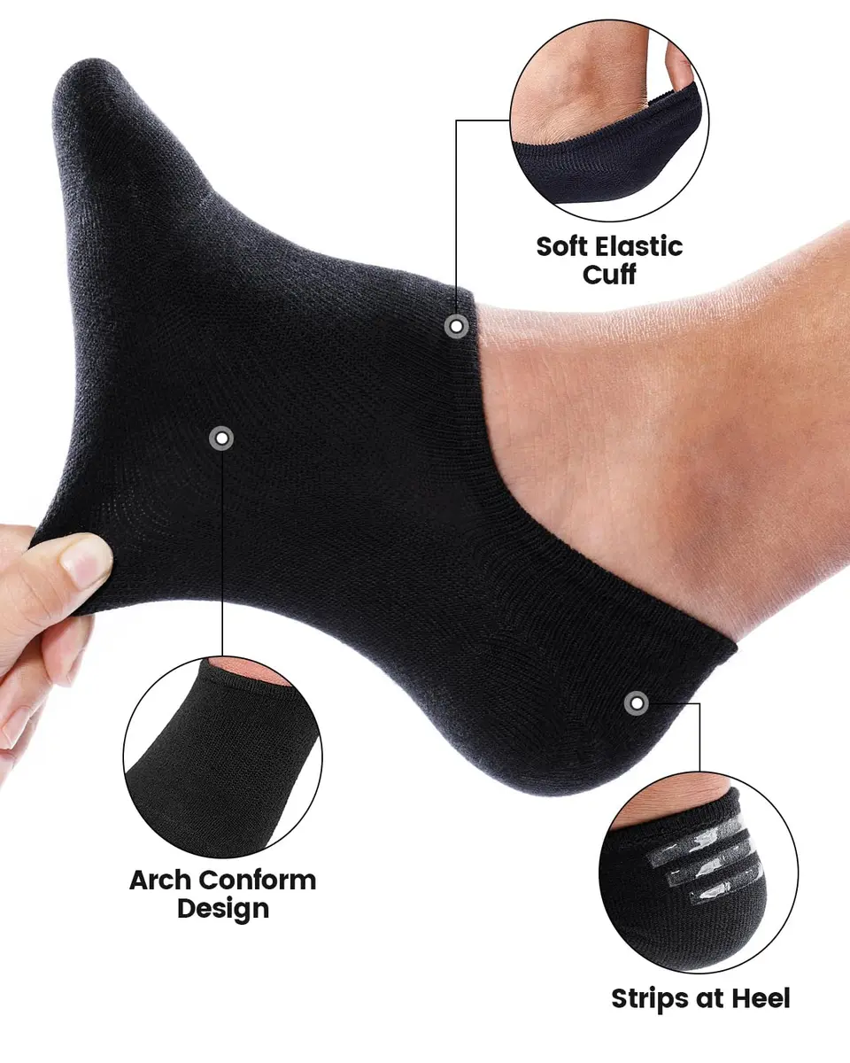 IDEGG Men No Show Low Cut Athletic Socks 8 Pairs | Non-Slip Grip & Moisture-Wicking - view 3