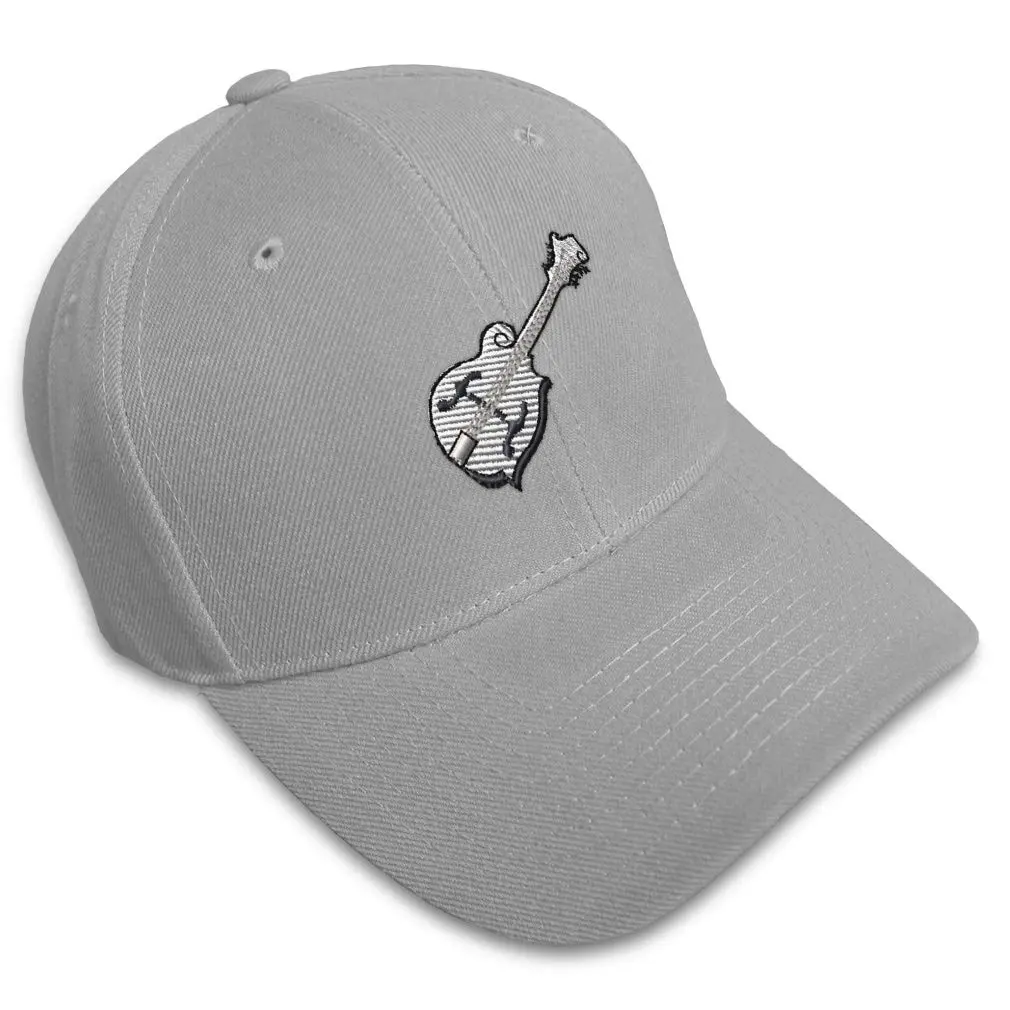 Speedy Pros Gray Baseball Cap | Embroidered Mandolin Music Dad Hat for Men & Women (One Size) - main product image