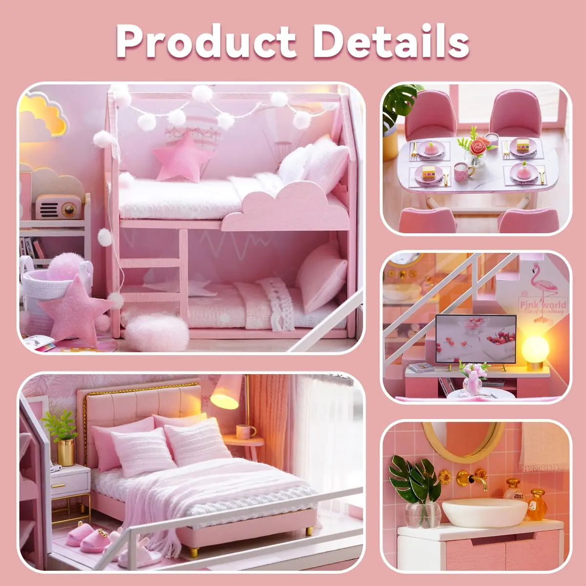 Flever "Meeting Your Sweet" DIY Miniature Dollhouse Kit with Furniture & Dust Cover, 1:32 Scale | Ages 14+ - view 5