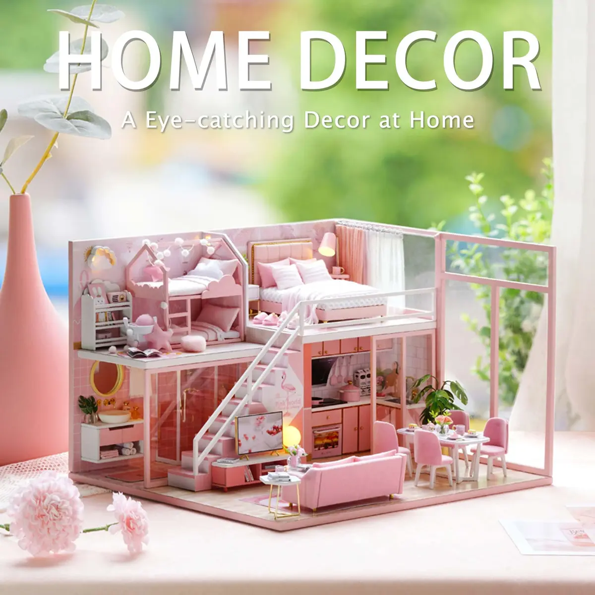 Flever "Meeting Your Sweet" DIY Miniature Dollhouse Kit with Furniture & Dust Cover, 1:32 Scale | Ages 14+ - view 6
