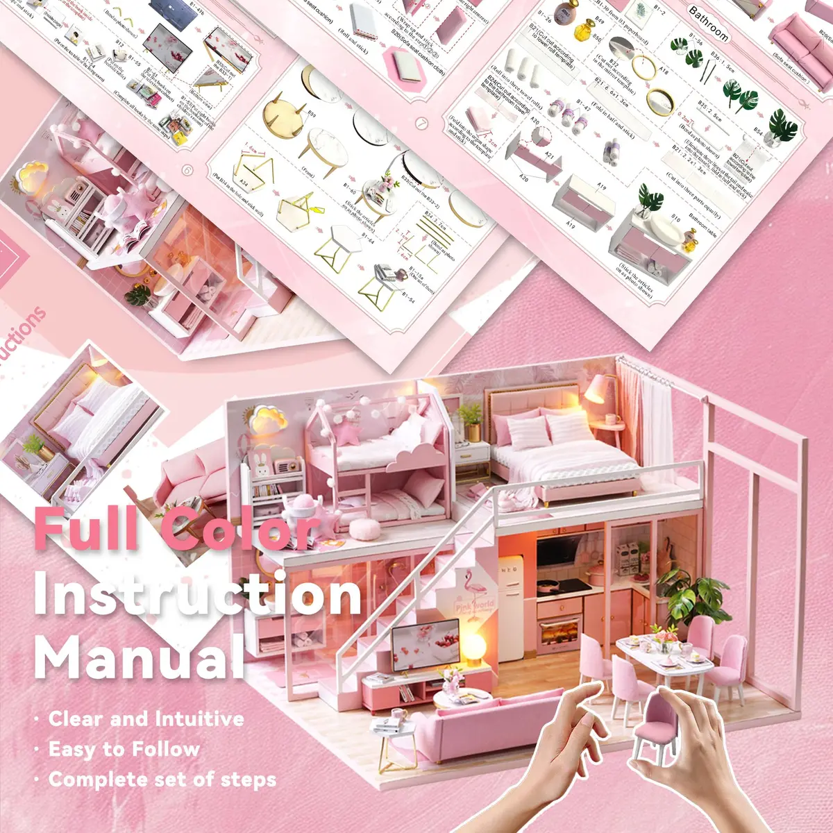 Flever "Meeting Your Sweet" DIY Miniature Dollhouse Kit with Furniture & Dust Cover, 1:32 Scale | Ages 14+ - view 7
