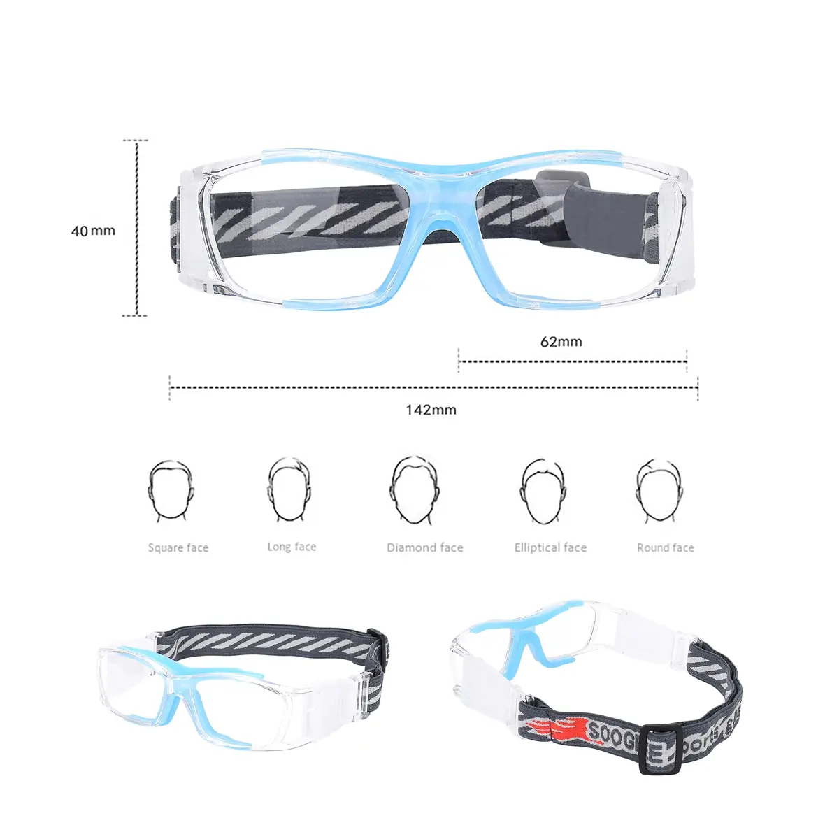 SooGree Racquetball Goggles for Men Women | Impact-Resistant Polycarbonate Lens & Adjustable Strap - view 2