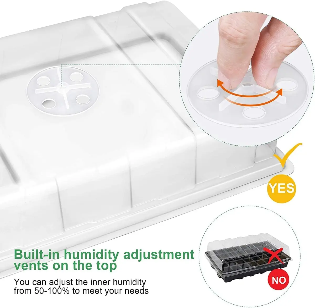 MIXC 5 Pack Seed Starter Tray with Dome & Tools, 200 Cells Total (40 Cells/Tray) | Mini Propagator Greenhouse Grow Kit - view 5