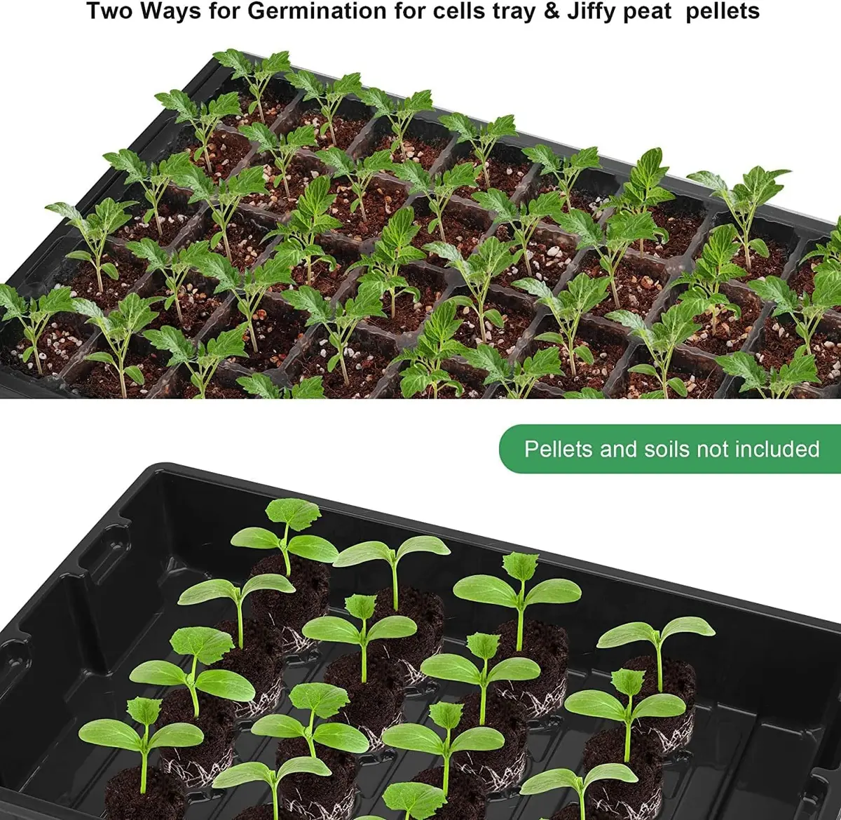 MIXC 5 Pack Seed Starter Tray with Dome & Tools, 200 Cells Total (40 Cells/Tray) | Mini Propagator Greenhouse Grow Kit - view 2