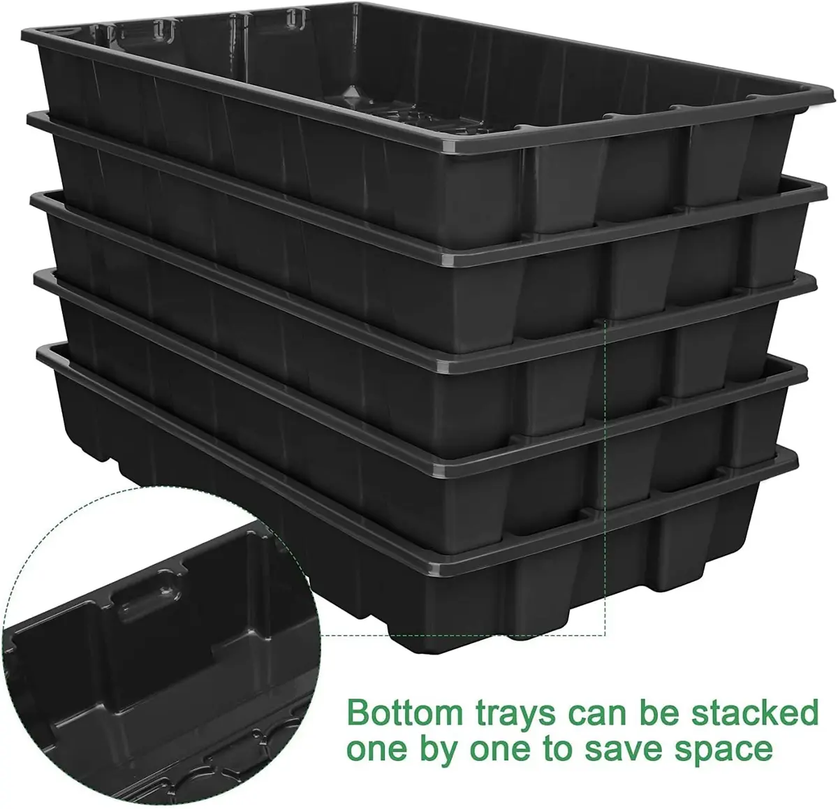 MIXC 5 Pack Seed Starter Tray with Dome & Tools, 200 Cells Total (40 Cells/Tray) | Mini Propagator Greenhouse Grow Kit - view 4