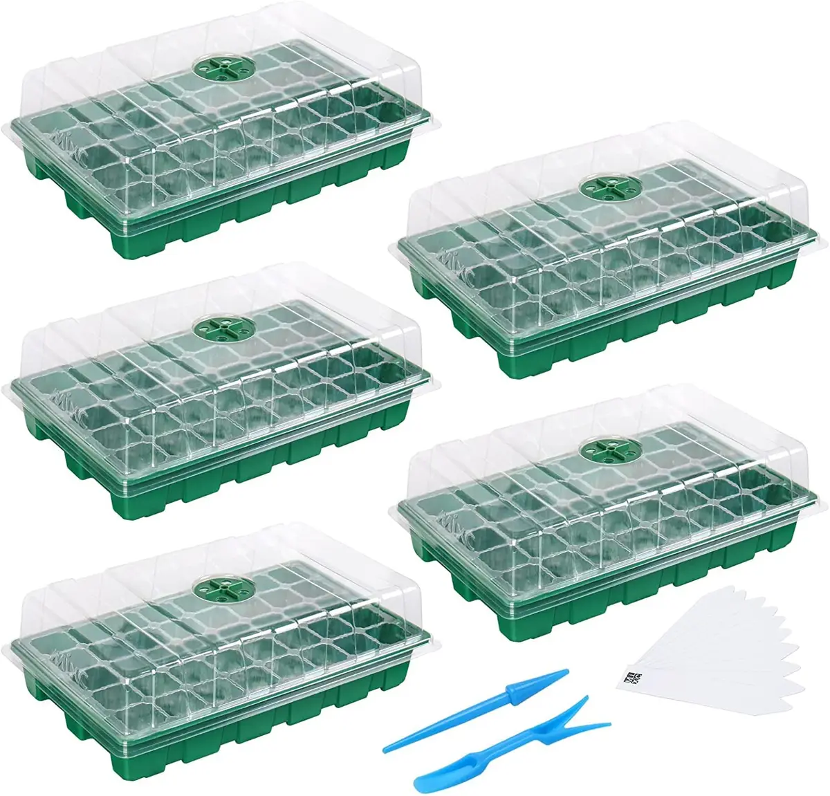 MIXC 5 Pack Seed Starter Tray, 40-Cell 5-Pack | Transparent Plastic Germination Kit for Indoor & Outdoor Gardening - view 8