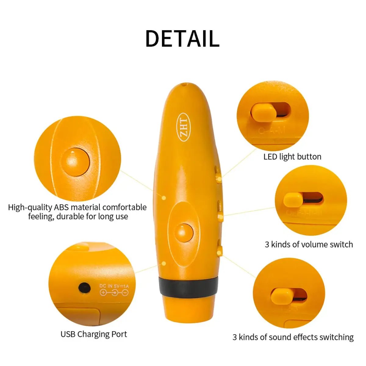 ZHT Electronic Whistle with USB Charging, 3-Tone 120dB, Yellow | Referee & Coach Loud Safety Whistle with Lanyard - view 2