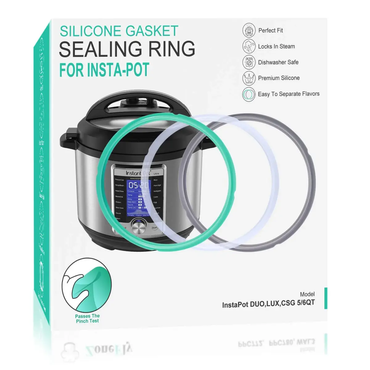 ZoneFly 6 Quart Silicone Sealing Ring - 3 Pack (Colorful) | Fits Instant Pot Duo, Lux, Ultra, Pro, Crisp XL 6Qt - main product image