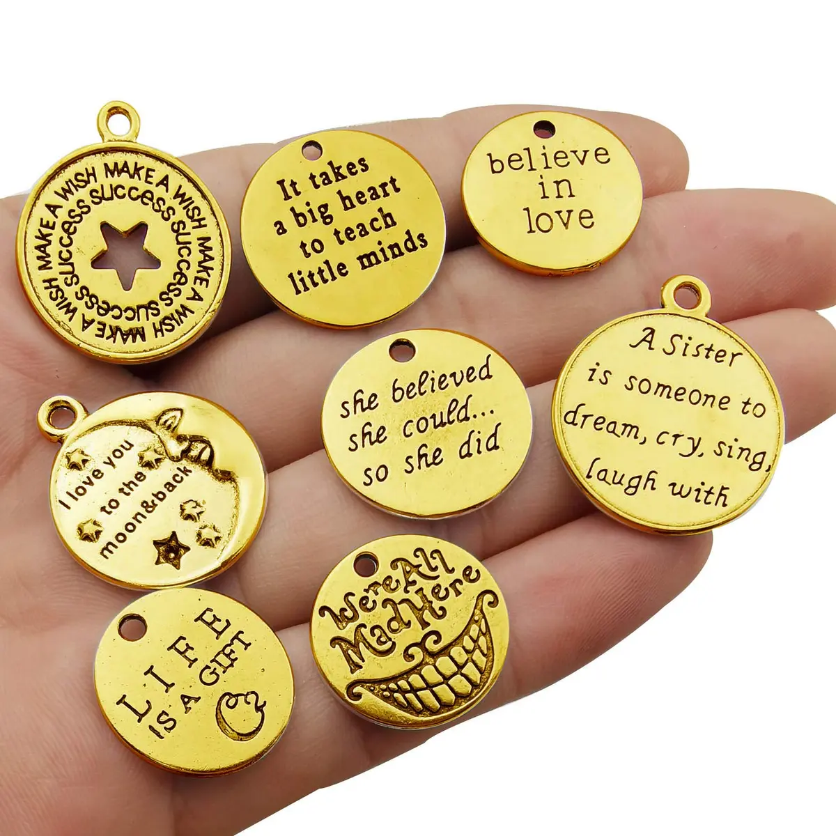 WOCRAFT Antique Gold 40pcs Inspirational Message Charms | Jewelry Making Supplies - view 2