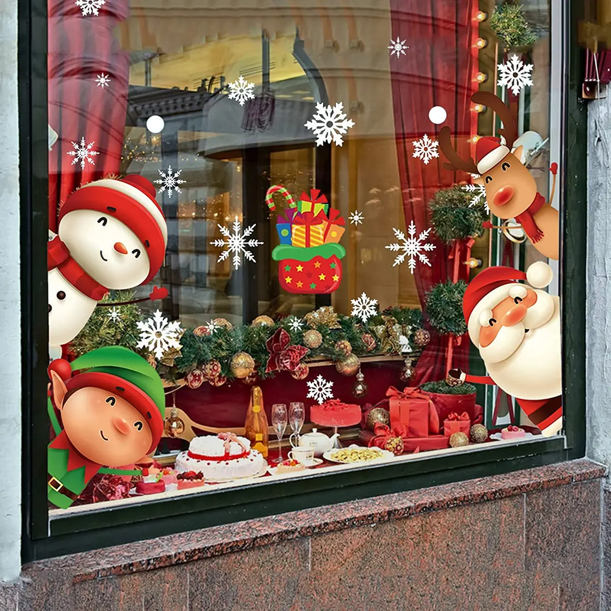 XIMISHOP 82PCS Christmas Snowflake Window Clings Stickers for Glass | Indoor Holiday Snowflake Decals - main product image