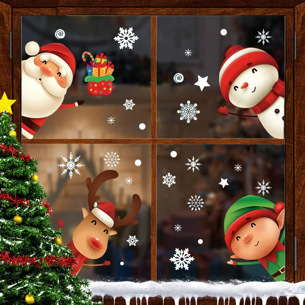 XIMISHOP 82PCS Christmas Snowflake Window Clings Stickers for Glass | Indoor Holiday Snowflake Decals - view 6