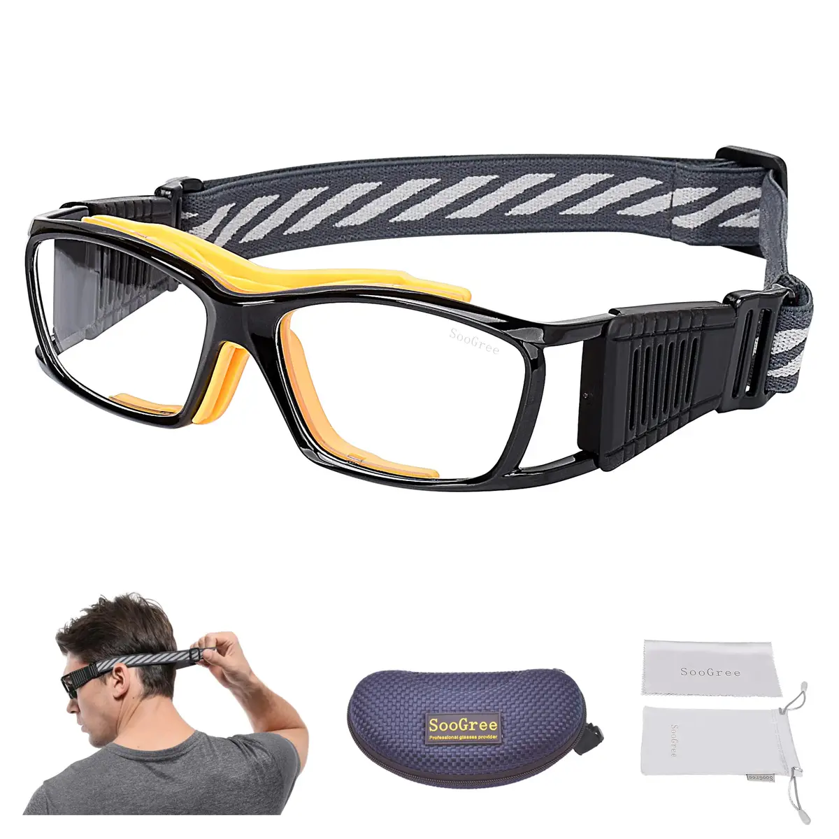 SooGree Adult Basketball Soccer Sports Protective Eyewear Goggles Glasses | Impact-Resistant Polycarbonate Frame & Clear Vision - main product image