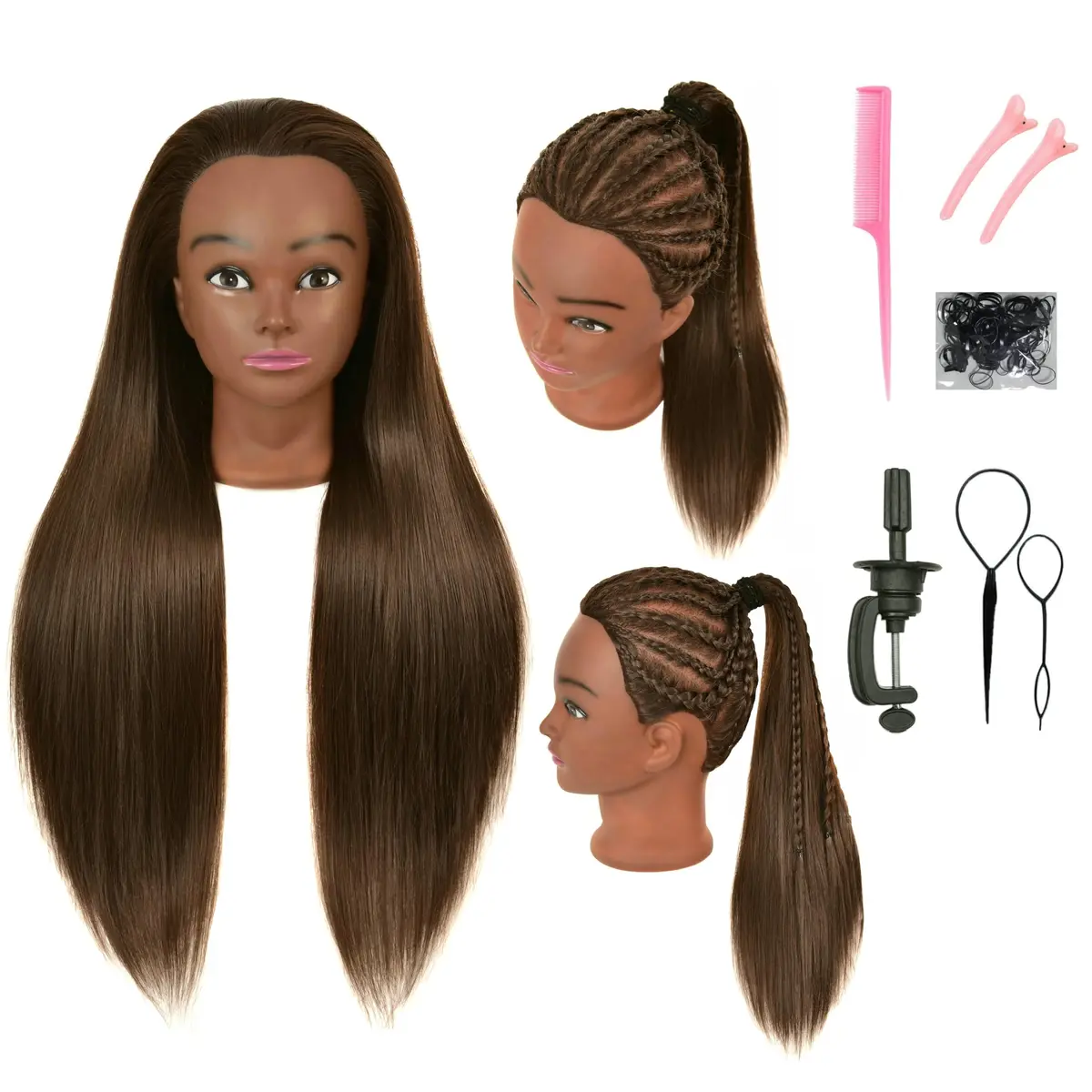 RYHAIR 30 Inch 80% Human Hair Mannequin Head for Styling & Practice | Brown Straight - main product image