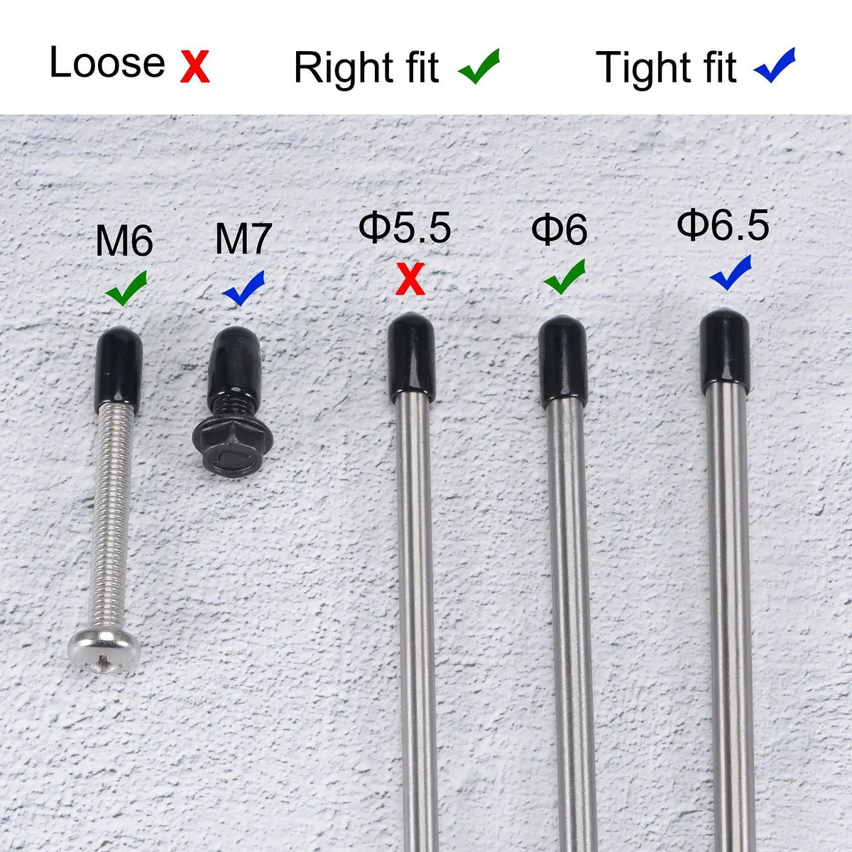 uxcell 6mm ID Black Vinyl Round Tube Bolt Cap Cover Thread Protectors (20-Pack) - view 4