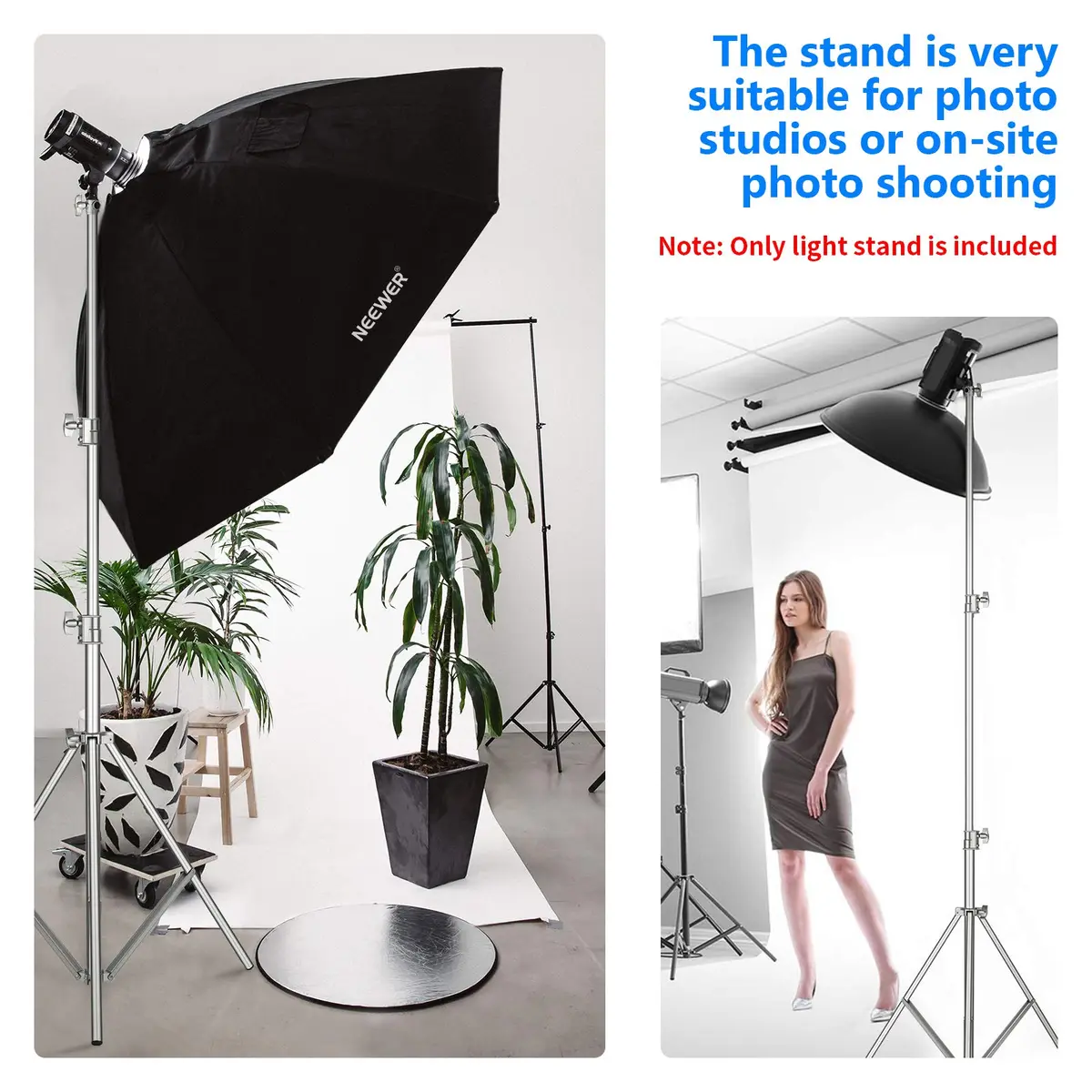 NEEWER 118"/3m Stainless Steel Light Stand, Spring Cushioned Heavy Duty | Adjustable & Durable - view 7