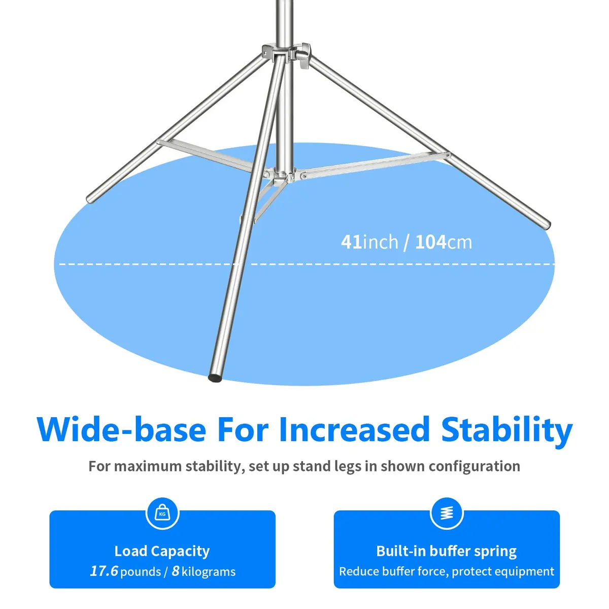 NEEWER 118"/3m Stainless Steel Light Stand, Spring Cushioned Heavy Duty | Adjustable & Durable - view 4