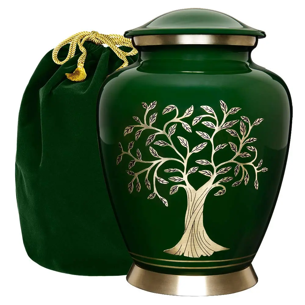 Trupoint Memorials Cremation Urns Tree of Life Large Dark Green | Handcrafted Aluminum Memorial - main product image