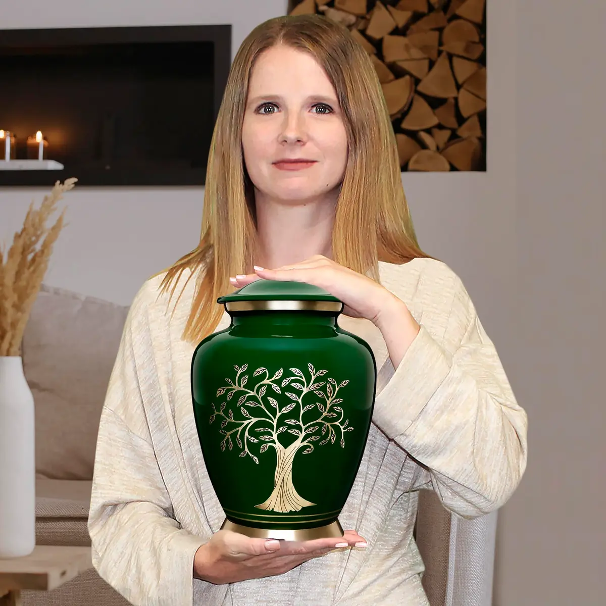 Trupoint Memorials Cremation Urns Tree of Life Large Dark Green | Handcrafted Aluminum Memorial - view 3