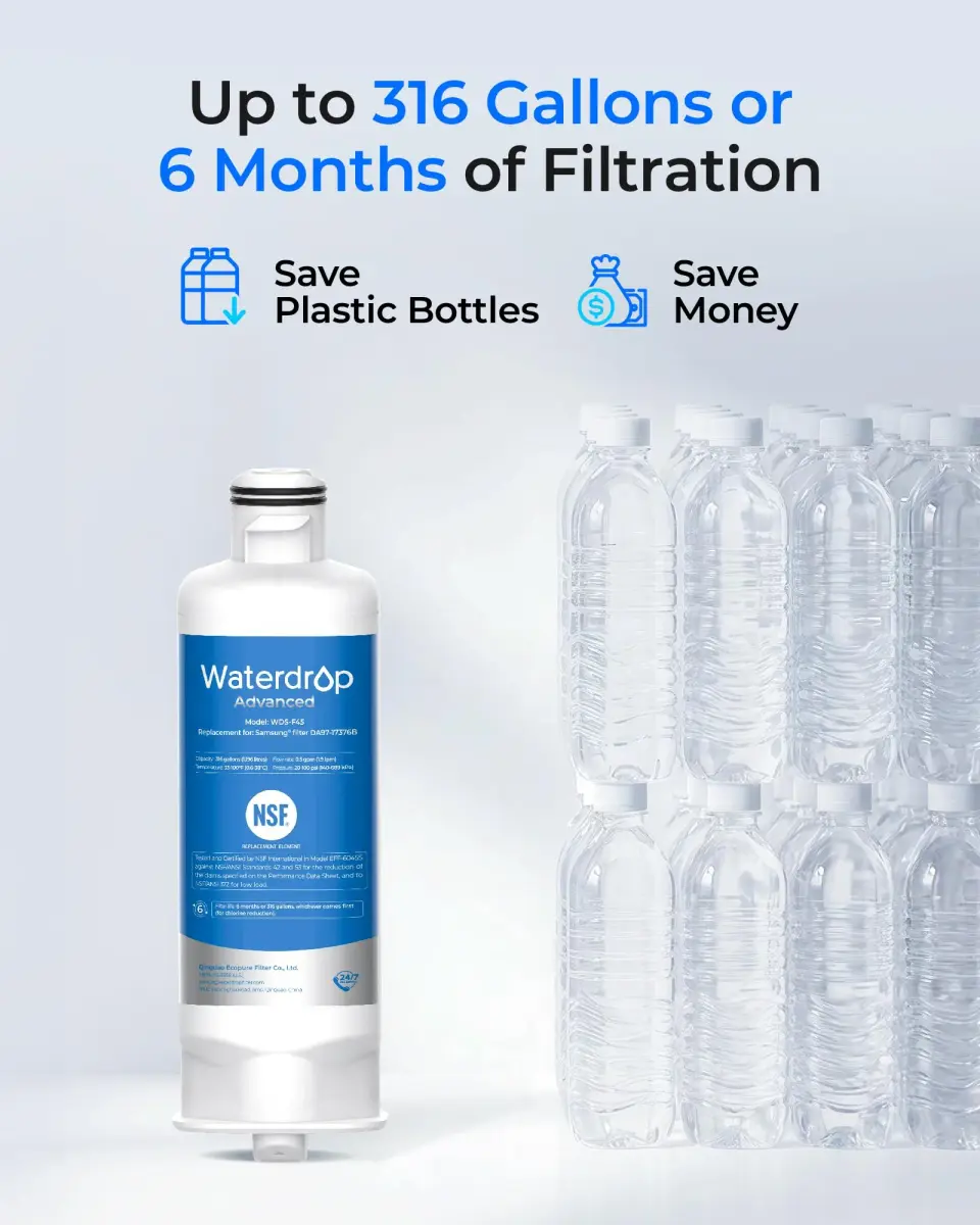 Waterdrop WDS-F45 Refrigerator Water Filter Replacement 3 Pack | NSF Certified for Lead, Mercury Reduction - view 8