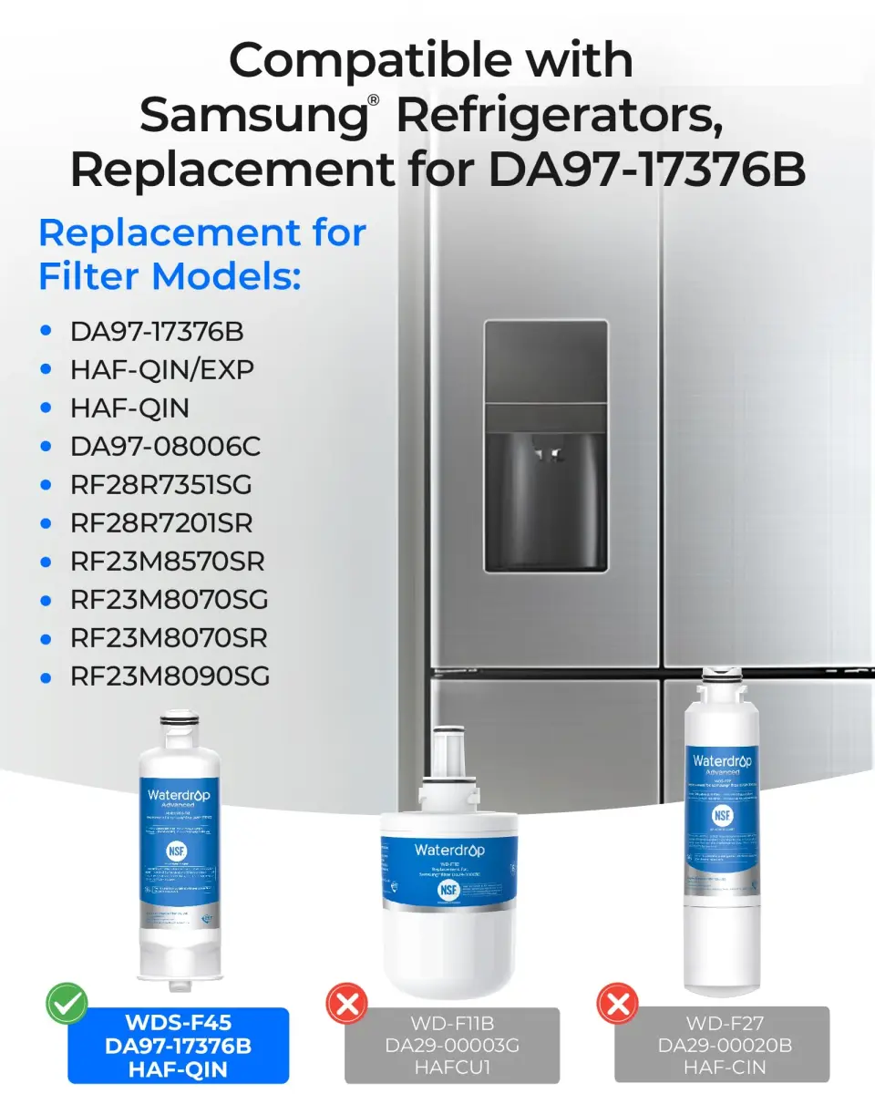 Waterdrop WDS-F45 Refrigerator Water Filter Replacement 3 Pack | NSF Certified for Lead, Mercury Reduction - view 2
