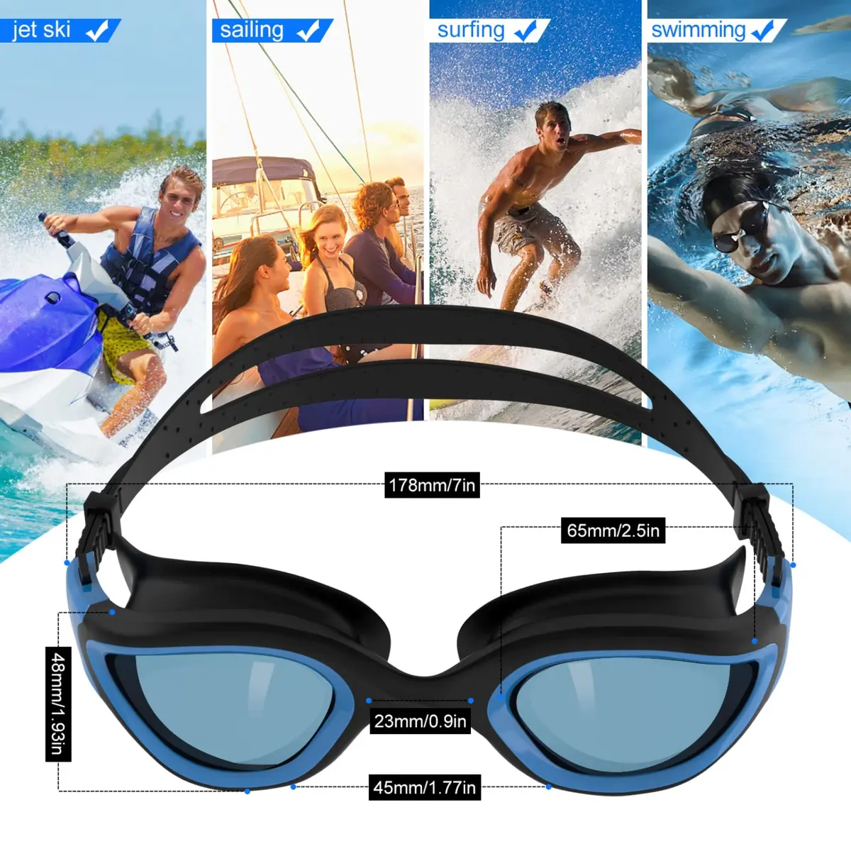 WIN.MAX Polarized Swimming Goggles with Anti-Fog & UV Protection, Unisex Adult Size | 125g (4.4 oz) - view 7