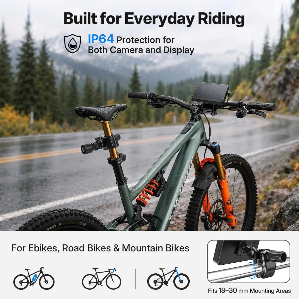 FEISIKE 4.3" IPS Bike Camera Rear View Monitor with 3X Zoom & 145° Wide Angle | Real-Time Traffic Monitoring - view 7