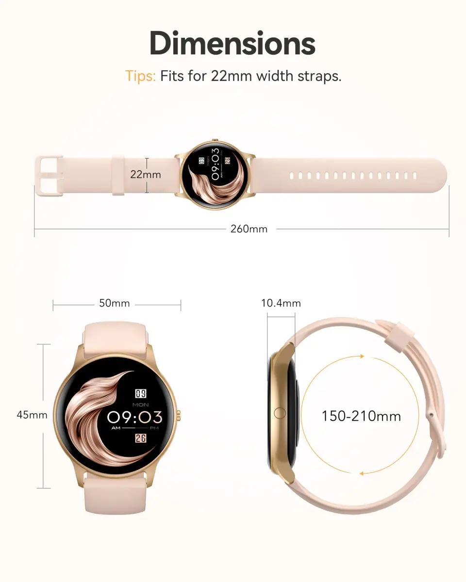 AGPTEK LW11 Smart Watch for Women | 50m Waterproof, 1.3" Display, 100+ Sports Modes - view 4
