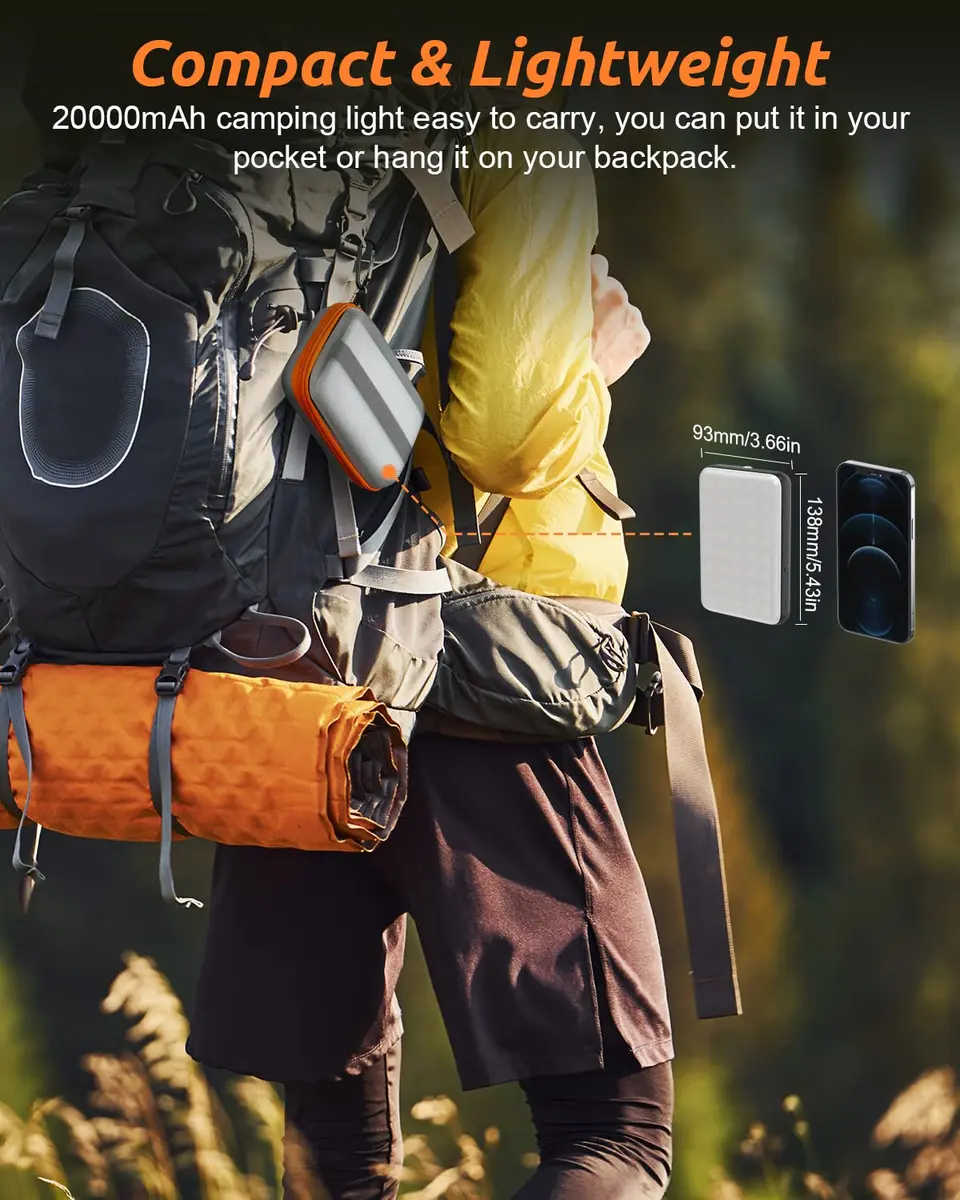 Eventek Rechargeable LED Work Light & Camping Lantern 20000mAh (662g) | 144H Runtime, Power Bank, IPX5 Waterproof - view 8
