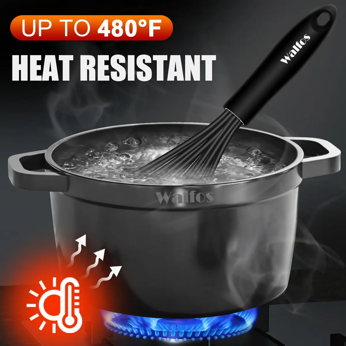 Walfos Silicone Whisk Set of 3 | Heat Resistant Kitchen Utensils for Non-stick Cookware - view 6