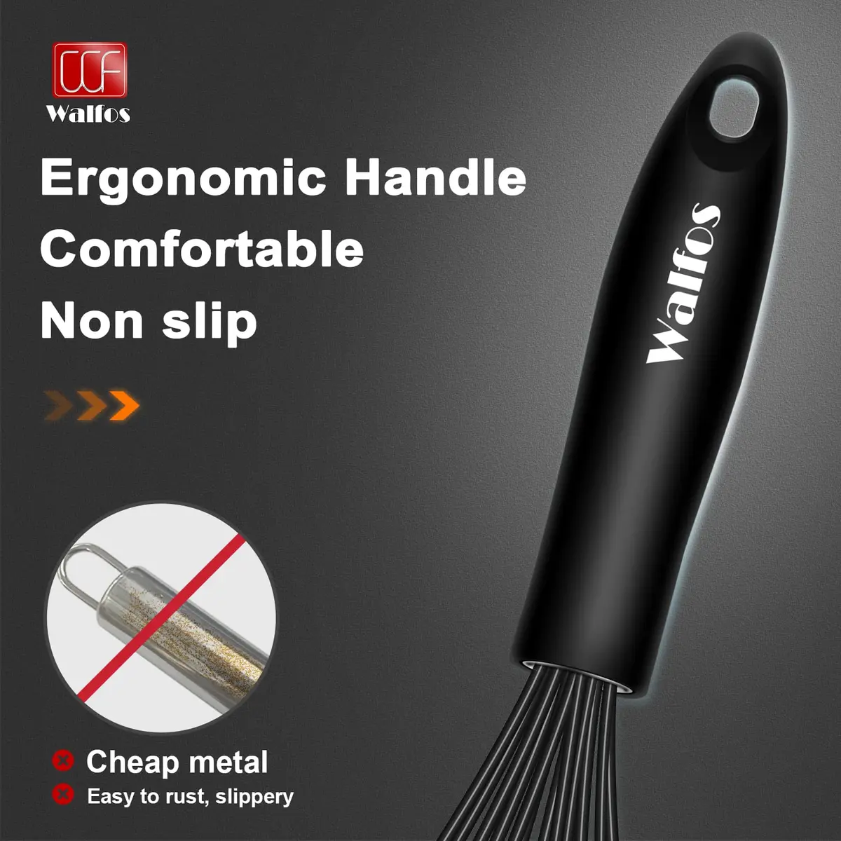 Walfos Silicone Whisk Set of 3 | Heat Resistant Kitchen Utensils for Non-stick Cookware - view 7