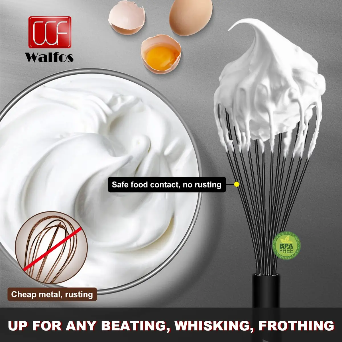 Walfos Silicone Whisk Set of 3 | Heat Resistant Kitchen Utensils for Non-stick Cookware - view 3