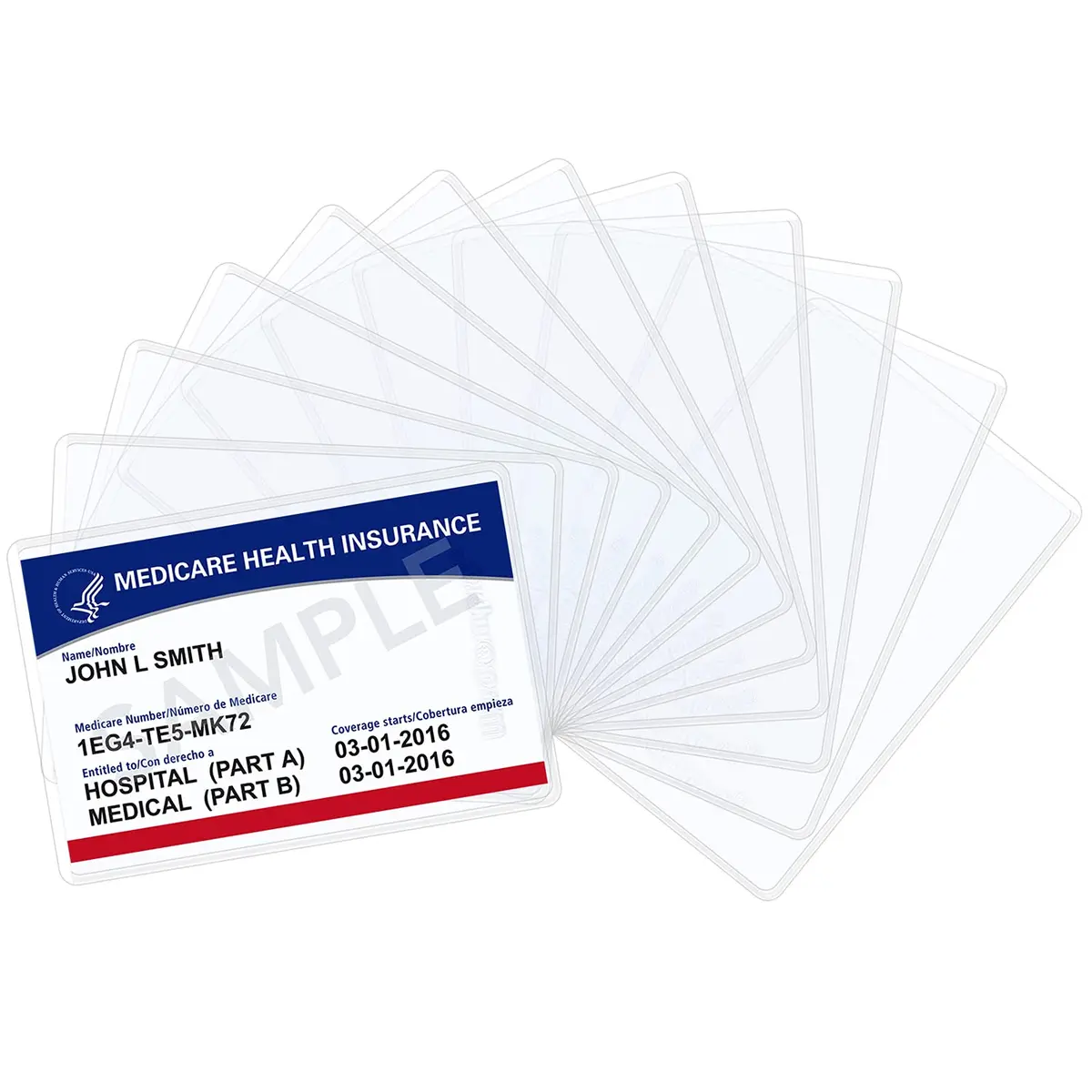 Wisdompro 20 Pack Card Document Sleeves | Clear PVC Wallet Protectors for Medicare & ID Cards - main product image