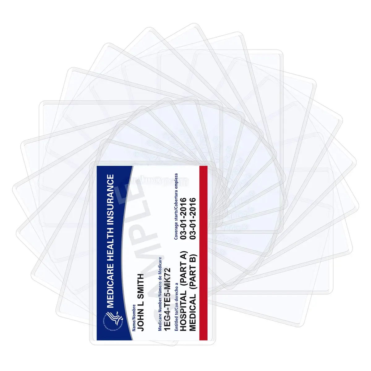 Wisdompro 20 Pack Card Document Sleeves | Clear PVC Wallet Protectors for Medicare & ID Cards - view 2