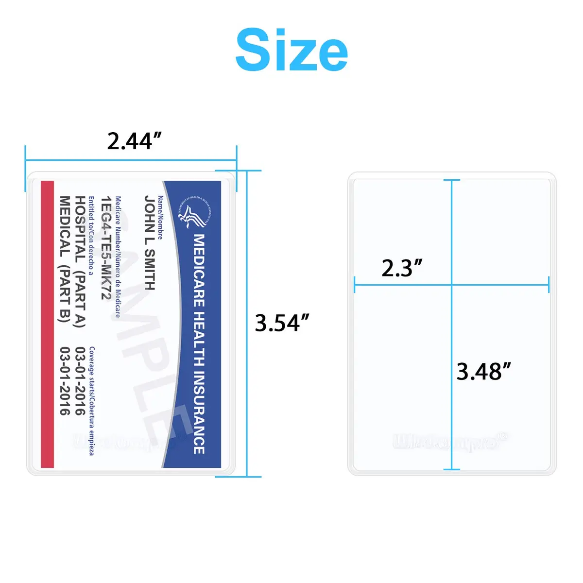 Wisdompro 20 Pack Card Document Sleeves | Clear PVC Wallet Protectors for Medicare & ID Cards - view 3