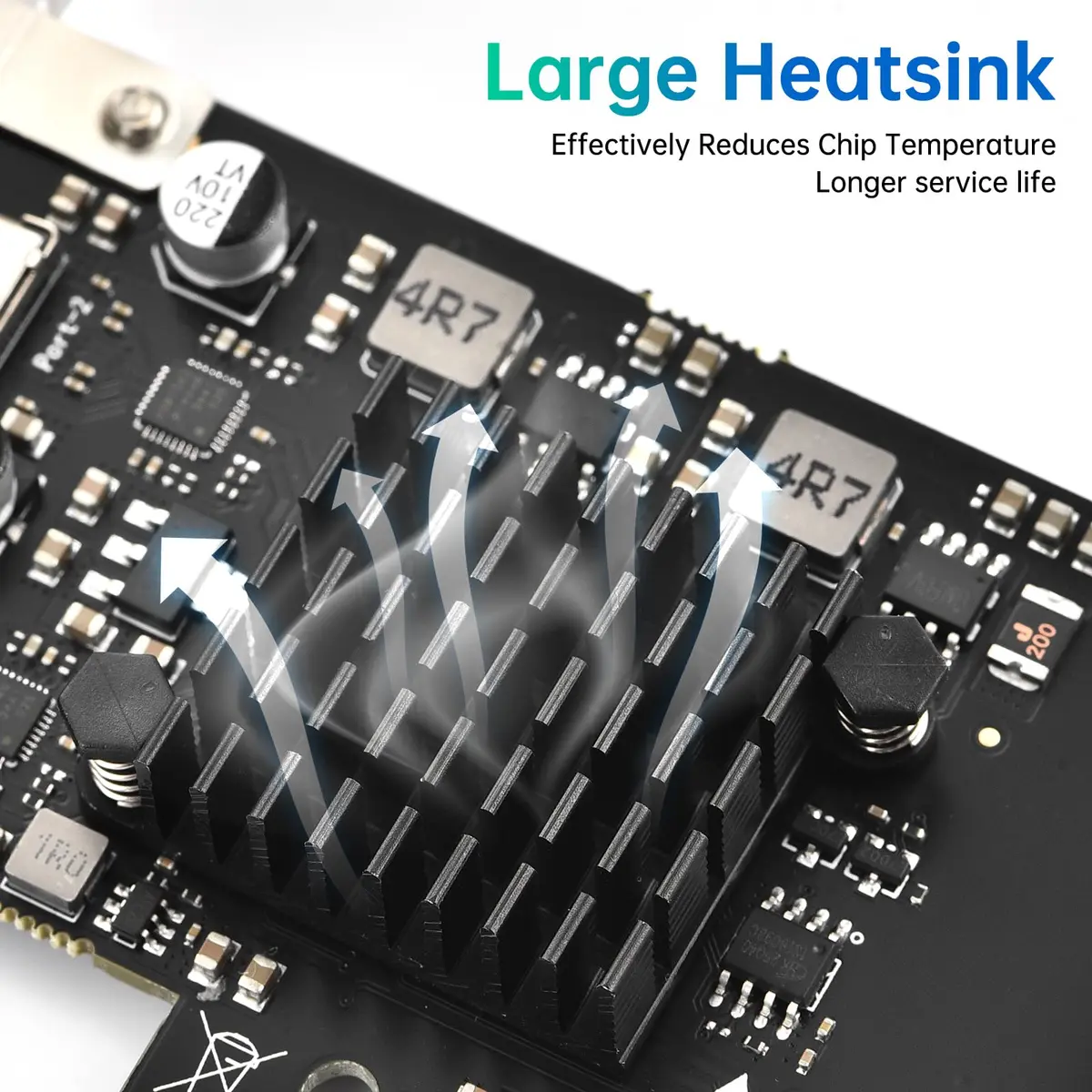ELUTENG 2Port PCIE USB 3.2 GEN1 Expansion Card 5Gbps with Heatsink | Dual USB-C Ports, PCIe X4/X8/X16 Compatible - view 3