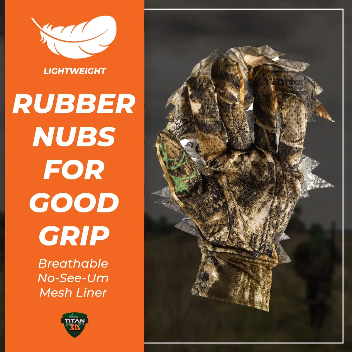 Titan 3D Gloves Realtree Edge | Lightweight Camouflage Hunting Gloves for Men & Women - view 3