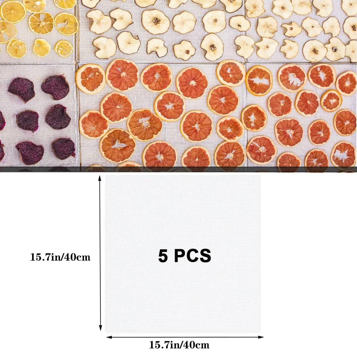 Cystarry Food Dehydrator Sheets 15.7" x 15.7" | Reusable Silicone Mesh for Fruit & Vegetables - view 3