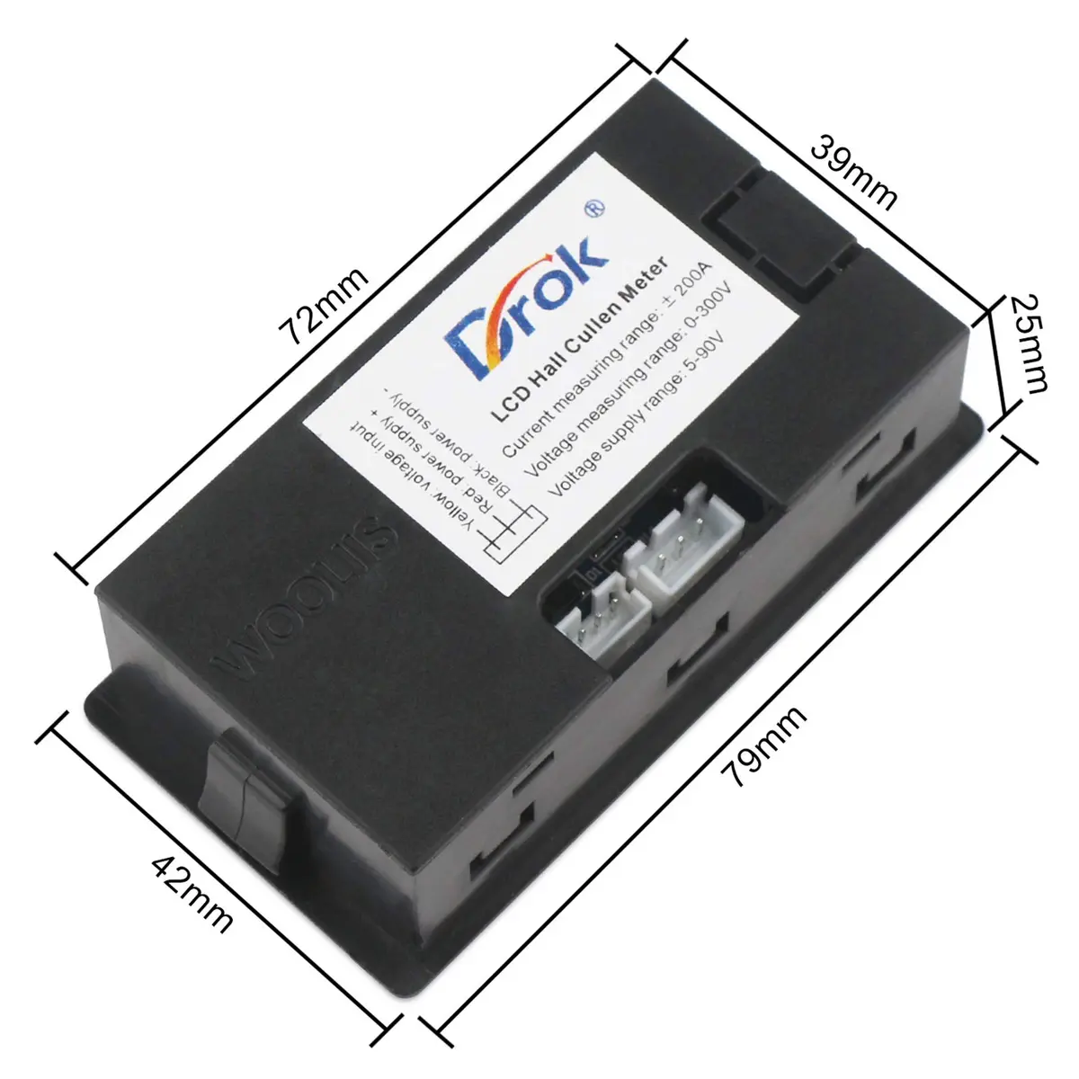DROK Battery Monitor, Amp Volt Power Watt Meter DC 0-300V 200A | Digital Voltage & Current Meter with Hall Sensor - view 7