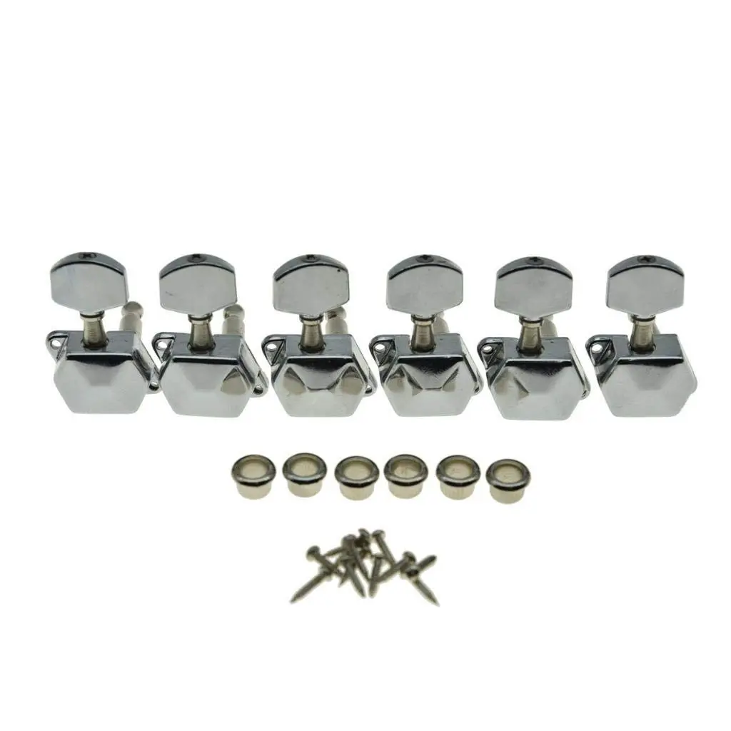 KAISH 6 Inline Semi-Closed Guitar Tuning Keys Pegs Chrome | 8mm Post Hole - main product image