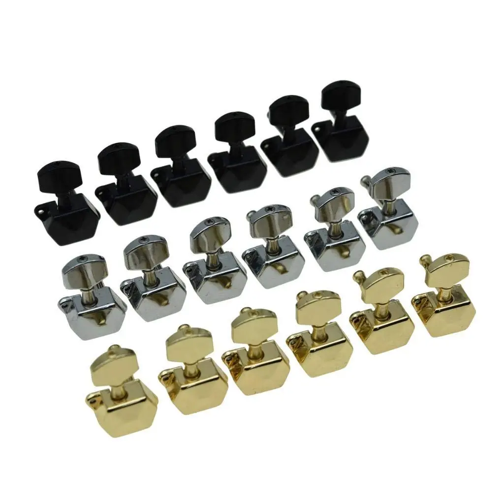KAISH 6 Inline Semi-Closed Guitar Tuning Keys Pegs Chrome | 8mm Post Hole - view 8
